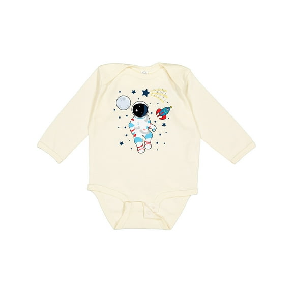 Inktastic Astronaut the Moon Spaceship and Shooting Star for Light Colors Boys or Girls Long Sleeve Baby Bodysuit