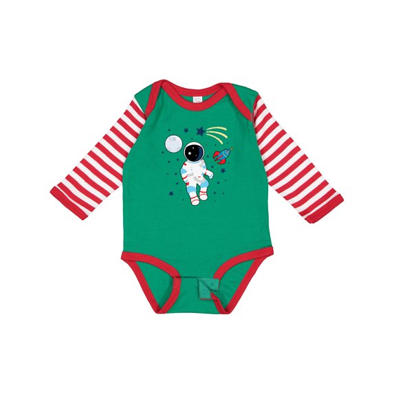 Inktastic Astronaut the Moon Spaceship and Shooting Star for Light Colors Boys or Girls Long Sleeve Baby Bodysuit
