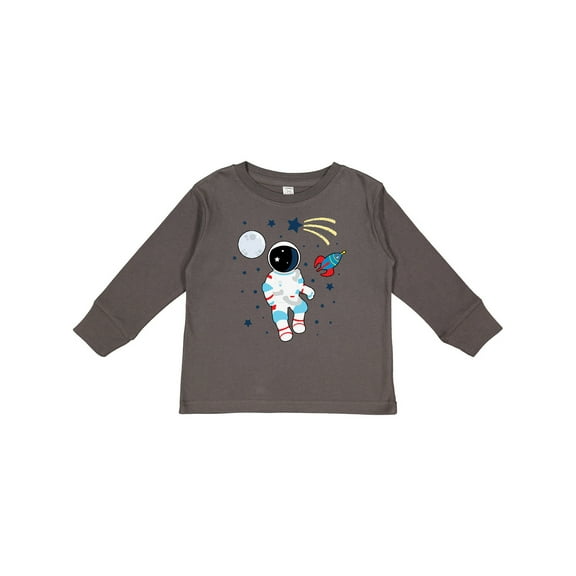 Inktastic Astronaut the Moon Spaceship and Shooting Star for Light Colors Boys or Girls Long Sleeve Toddler T-Shirt