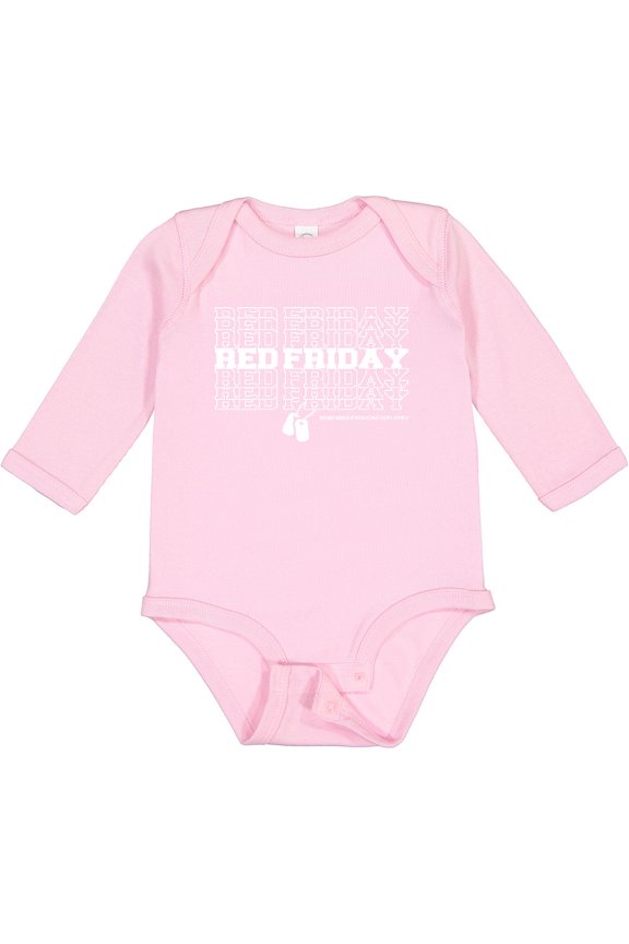 Athletic Red Friday Dog Tags Boys or Girls Long Sleeve Baby Bodysuit