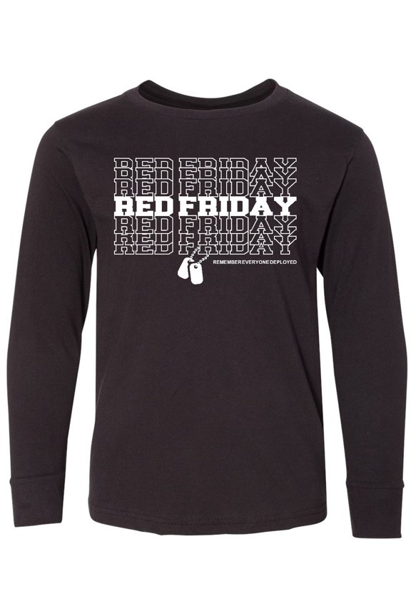 Athletic Red Friday Dog Tags Long Sleeve Youth T-Shirt