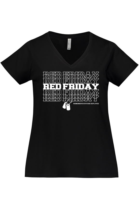Athletic Red Friday Dog Tags Women's Plus Size V-Neck T-Shirt