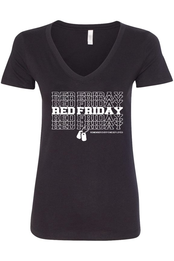 Athletic Red Friday Dog Tags Women's V-Neck T-Shirt