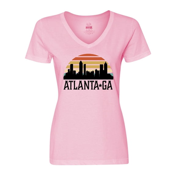 Inktastic Atlanta Georgia Skyline Vintage Women's V-Neck T-Shirt