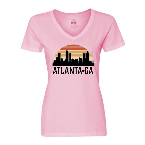 Inktastic Atlanta Georgia Skyline Vintage Women's V-Neck T-Shirt
