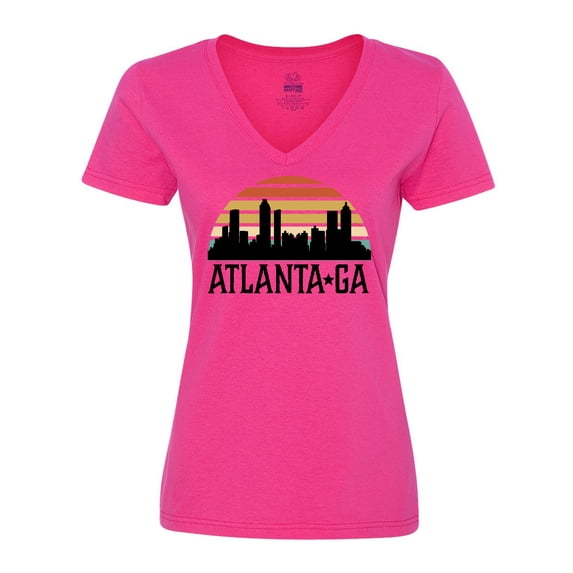 Inktastic Atlanta Georgia Skyline Vintage Women's V-Neck T-Shirt