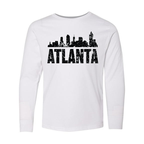 Inktastic Atlanta Skyline Grunge Long Sleeve Youth T-Shirt