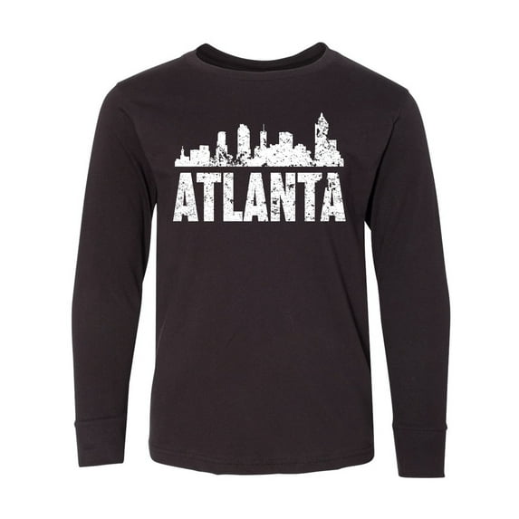 Inktastic Atlanta Skyline Grunge Long Sleeve Youth T-Shirt