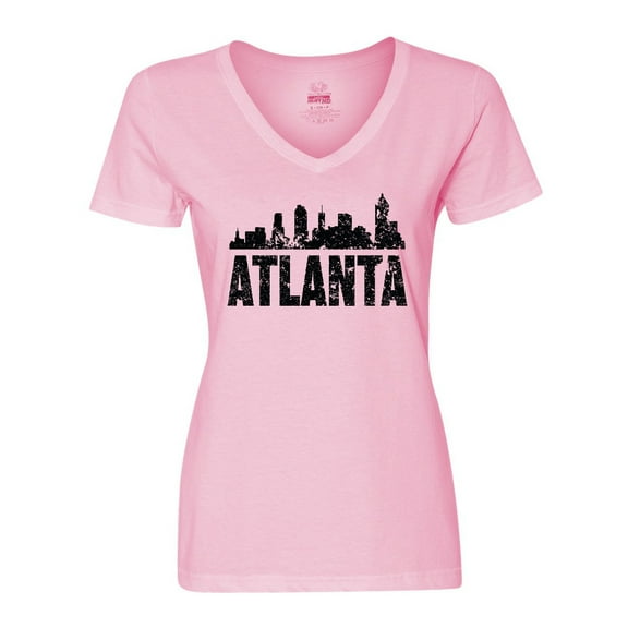 Inktastic Atlanta Skyline Grunge Women's V-Neck T-Shirt