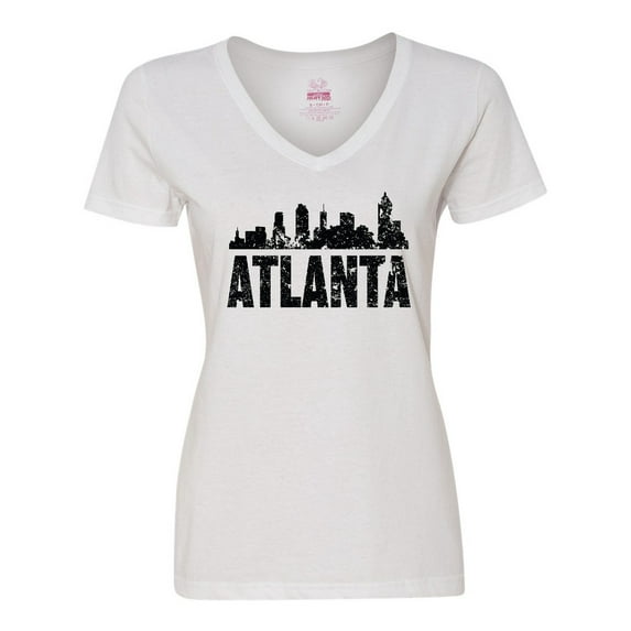 Inktastic Atlanta Skyline Grunge Women's V-Neck T-Shirt
