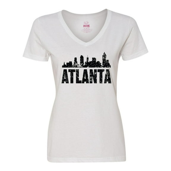 Inktastic Atlanta Skyline Grunge Women's V-Neck T-Shirt