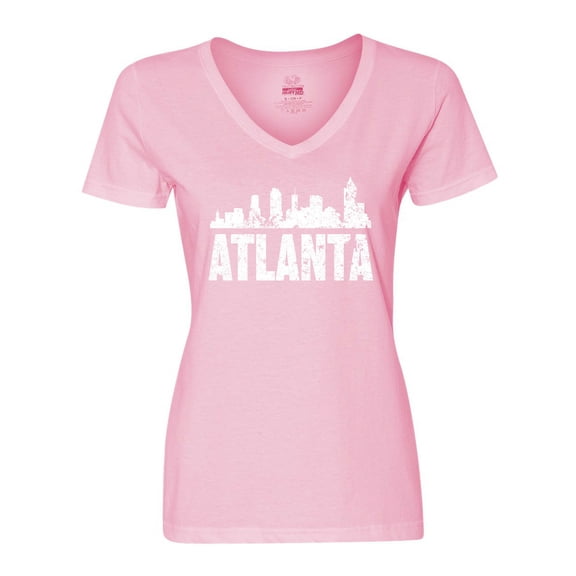 Inktastic Atlanta Skyline Grunge Women's V-Neck T-Shirt