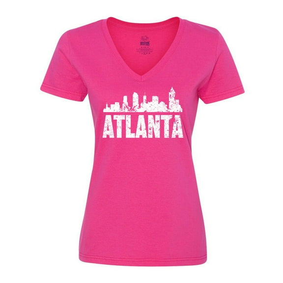 Inktastic Atlanta Skyline Grunge Women's V-Neck T-Shirt