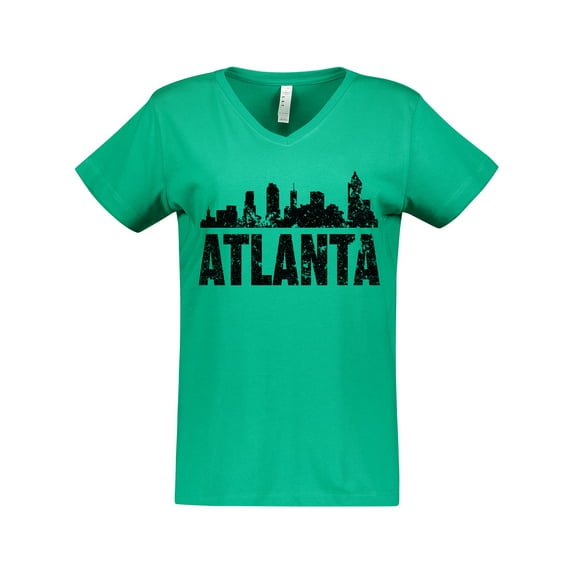 Inktastic Atlanta Skyline Grunge Women's V-Neck T-Shirt