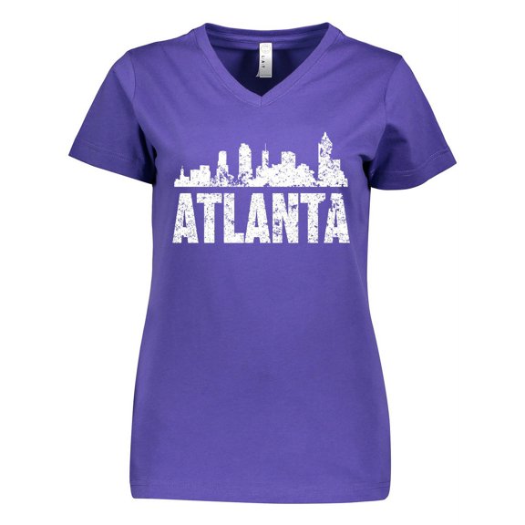 Inktastic Atlanta Skyline Grunge Women's V-Neck T-Shirt
