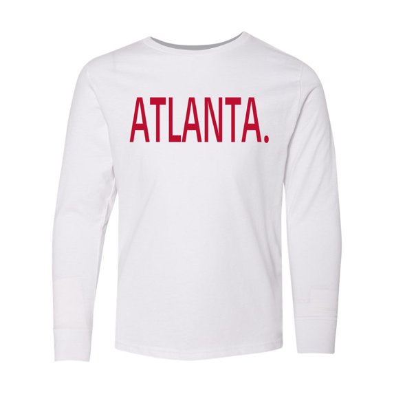 Inktastic Atlanta in Red Text Long Sleeve Youth T-Shirt
