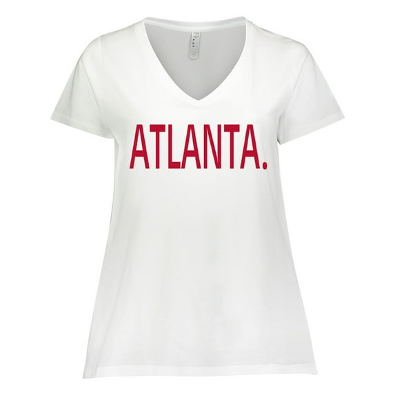 Inktastic Atlanta in Red Text Women's Plus Size V-Neck T-Shirt
