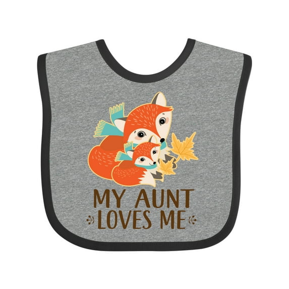 Inktastic Aunt Loves Me Woodland Fox Boys or Girls Baby Bib