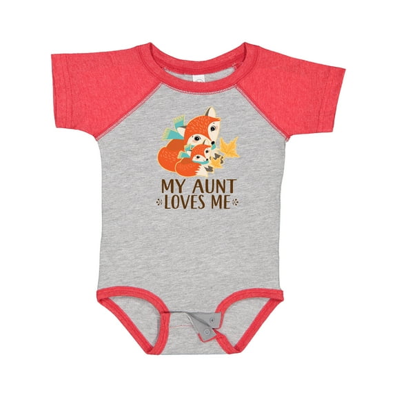 Inktastic Aunt Loves Me Woodland Fox Boys or Girls Baby Bodysuit