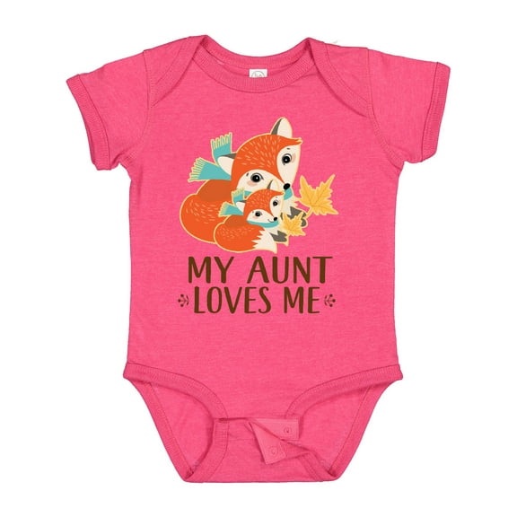 Inktastic Aunt Loves Me Woodland Fox Boys or Girls Baby Bodysuit