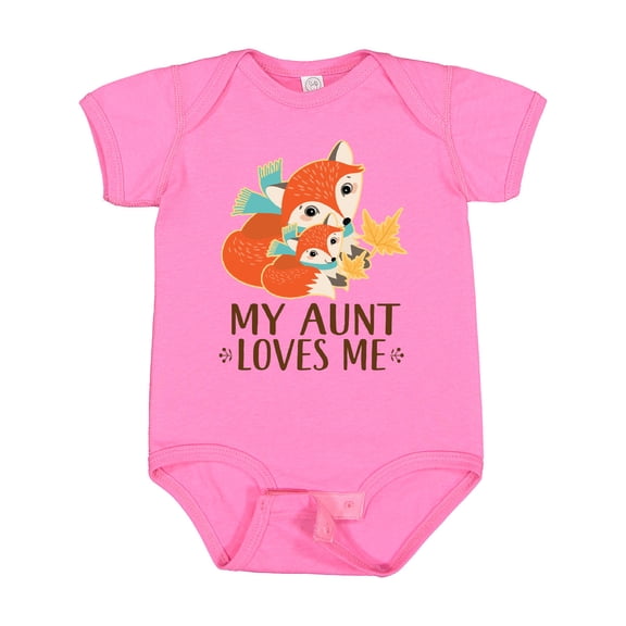 Inktastic Aunt Loves Me Woodland Fox Boys or Girls Baby Bodysuit