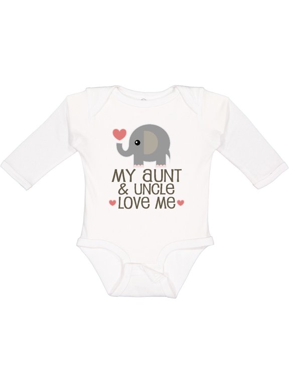 Aunt and Uncle Love Me Nephew Boys or Girls Long Sleeve Baby Bodysuit