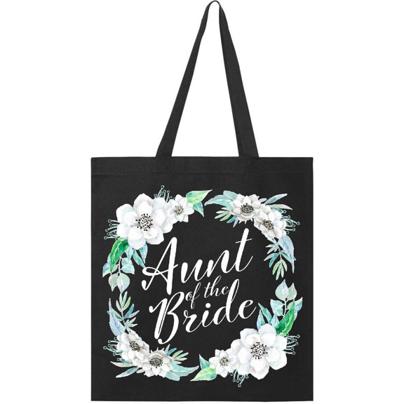 Inktastic Aunt of the Bride with White Flower Wreath Tote Bag