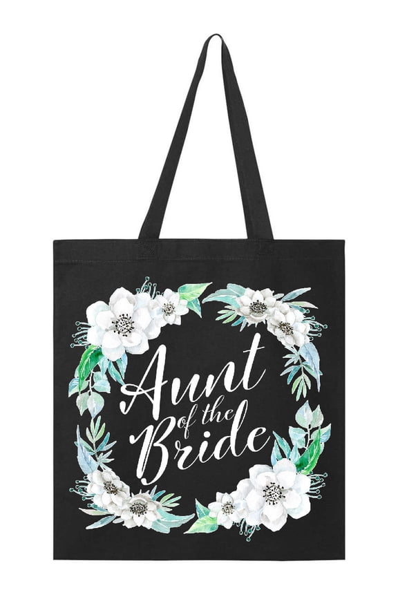 Aunt of the Bride with White Flower Wreath Tote Bag
