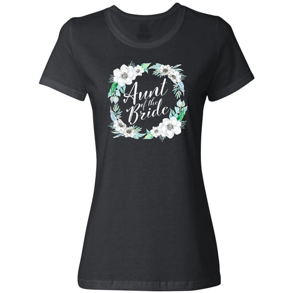Inktastic Aunt of the Bride with White Flower Wreath Women's T-Shirt