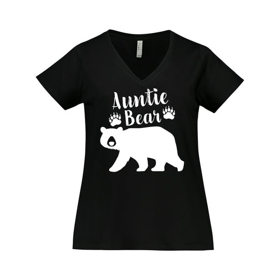 Inktastic Auntie Bear in White Women's Plus Size V-Neck T-Shirt