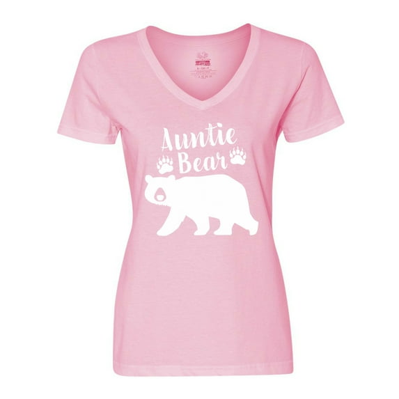 Inktastic Auntie Bear in White Women's V-Neck T-Shirt