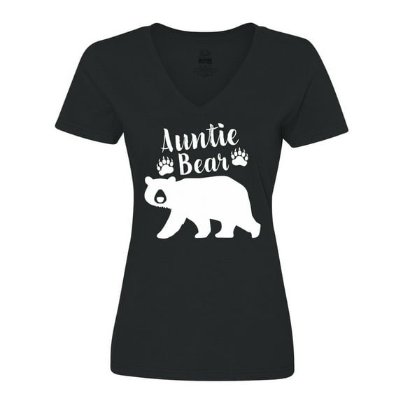Inktastic Auntie Bear in White Women's V-Neck T-Shirt