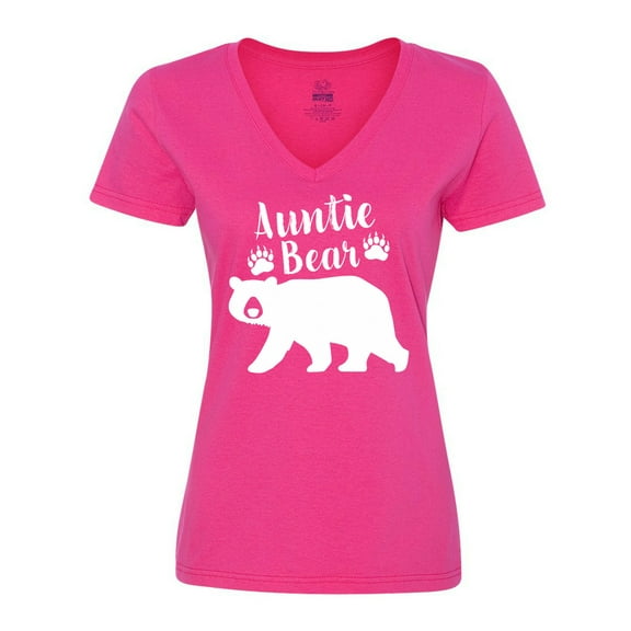 Inktastic Auntie Bear in White Women's V-Neck T-Shirt