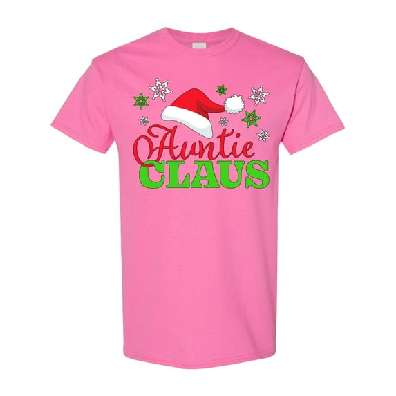 Inktastic Auntie Claus with Christmas Santa Hat and Snowflakes T-Shirt