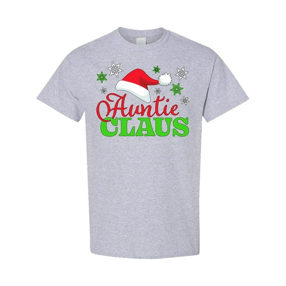 Inktastic Auntie Claus with Christmas Santa Hat and Snowflakes T-Shirt