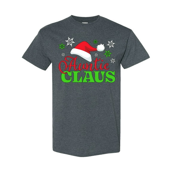 Inktastic Auntie Claus with Christmas Santa Hat and Snowflakes T-Shirt