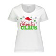 thumbnail image 1 of Inktastic Auntie Claus with Christmas Santa Hat and Snowflakes Women's Plus Size T-Shirt, 1 of 5