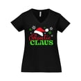 thumbnail image 1 of Inktastic Auntie Claus with Christmas Santa Hat and Snowflakes Women's Plus Size V-Neck T-Shirt, 1 of 5