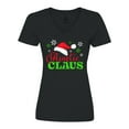thumbnail image 1 of Inktastic Auntie Claus with Christmas Santa Hat and Snowflakes Women's V-Neck T-Shirt, 1 of 5