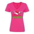 thumbnail image 1 of Inktastic Auntie Claus with Christmas Santa Hat and Snowflakes Women's V-Neck T-Shirt, 1 of 5