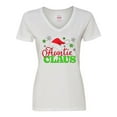 thumbnail image 1 of Inktastic Auntie Claus with Christmas Santa Hat and Snowflakes Women's V-Neck T-Shirt, 1 of 5