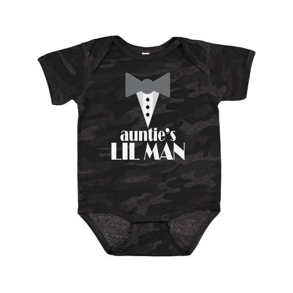 Inktastic Auntie Lil Man Tuxedo Front Boys Baby Bodysuit
