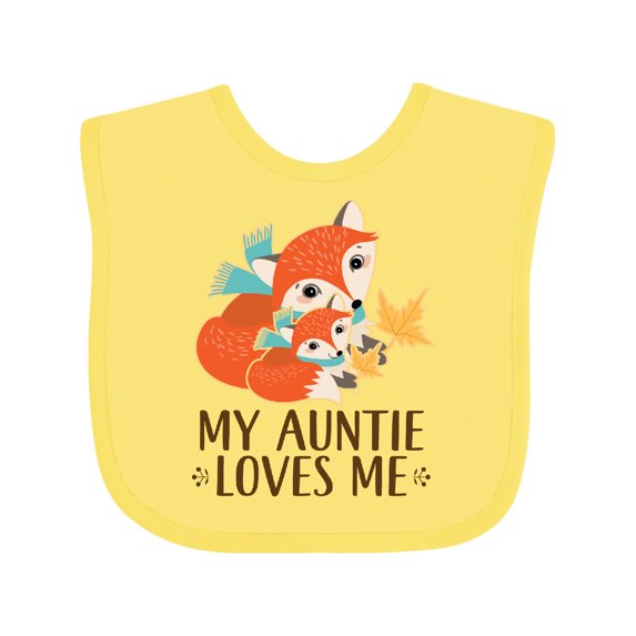 Inktastic Auntie Loves Me Woodland Fox Boys or Girls Baby Bib