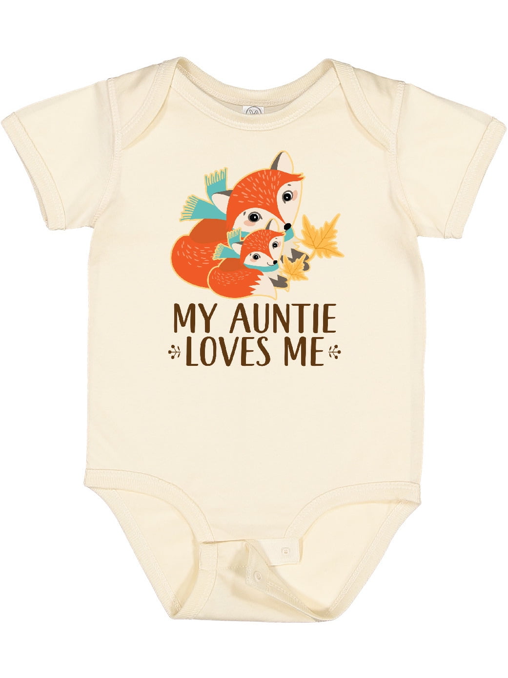 Inktastic Auntie Loves Me Woodland Fox Boys or Girls Baby Bodysuit