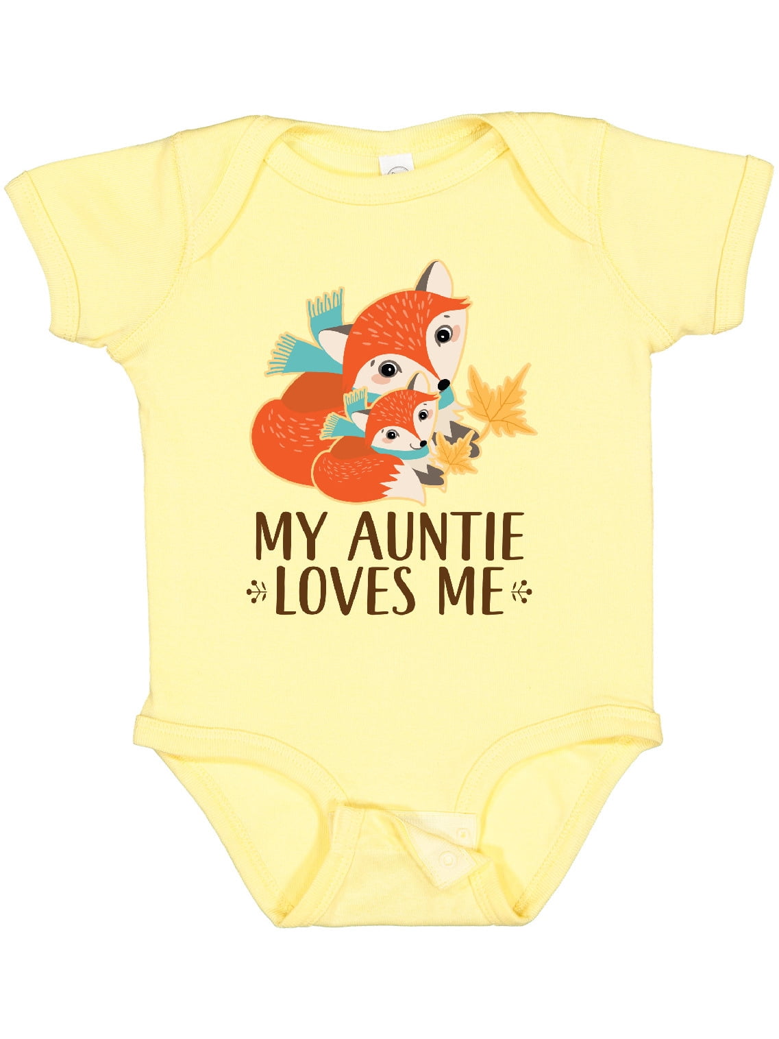 Inktastic Auntie Loves Me Woodland Fox Boys or Girls Baby Bodysuit