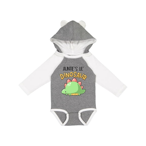 Inktastic Auntie's Lil' Dinosaur with Cute Stegosaurus Boys or Girls Long Sleeve Baby Bodysuit