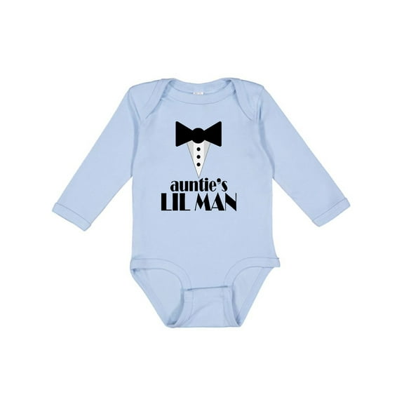 Inktastic Auntie's Lil Man Boys Long Sleeve Baby Bodysuit