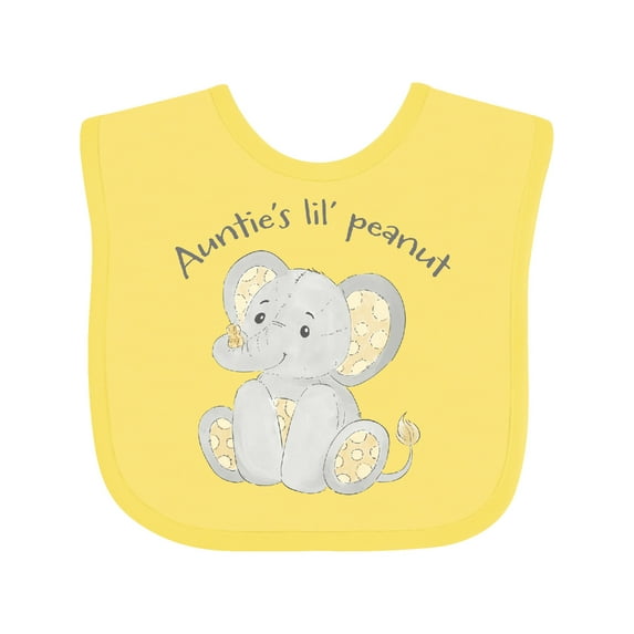 Inktastic Auntie's Lil' Peanut Polka Dot Elephant Boys or Girls Baby Bib