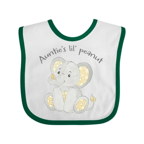 Inktastic Auntie's Lil' Peanut Polka Dot Elephant Boys or Girls Baby Bib