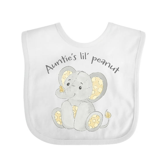 Inktastic Auntie's Lil' Peanut Polka Dot Elephant Boys or Girls Baby Bib